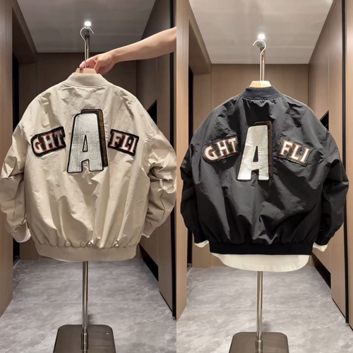 2025年潮牌美式贴标夹克外套男士春秋新款宽松时尚运动棒球服外搭