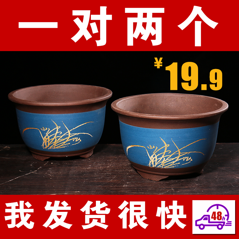 紫砂简约发财树专用花盆阳台种菜