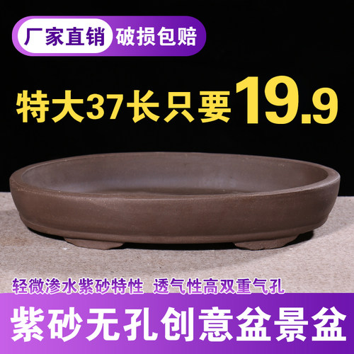 紫砂简约紫砂无孔花盆大口径