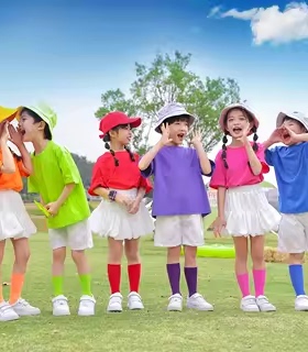 六一儿童短裤短裙白色演出服小学生表演服幼儿园糖果色合唱服夏季
