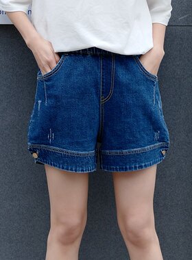 香依雅园06081夏季新款加肥加大胖MM松紧腰休闲女裤牛仔短裤