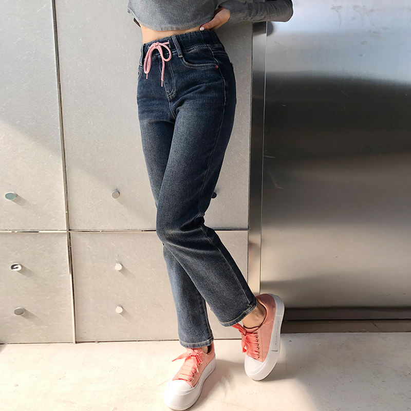烟管裤棉弹牛仔秋季新款
