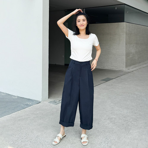 香依雅园 2026春季新款200斤胖MM大码高腰直筒百搭阔腿裤女66022
