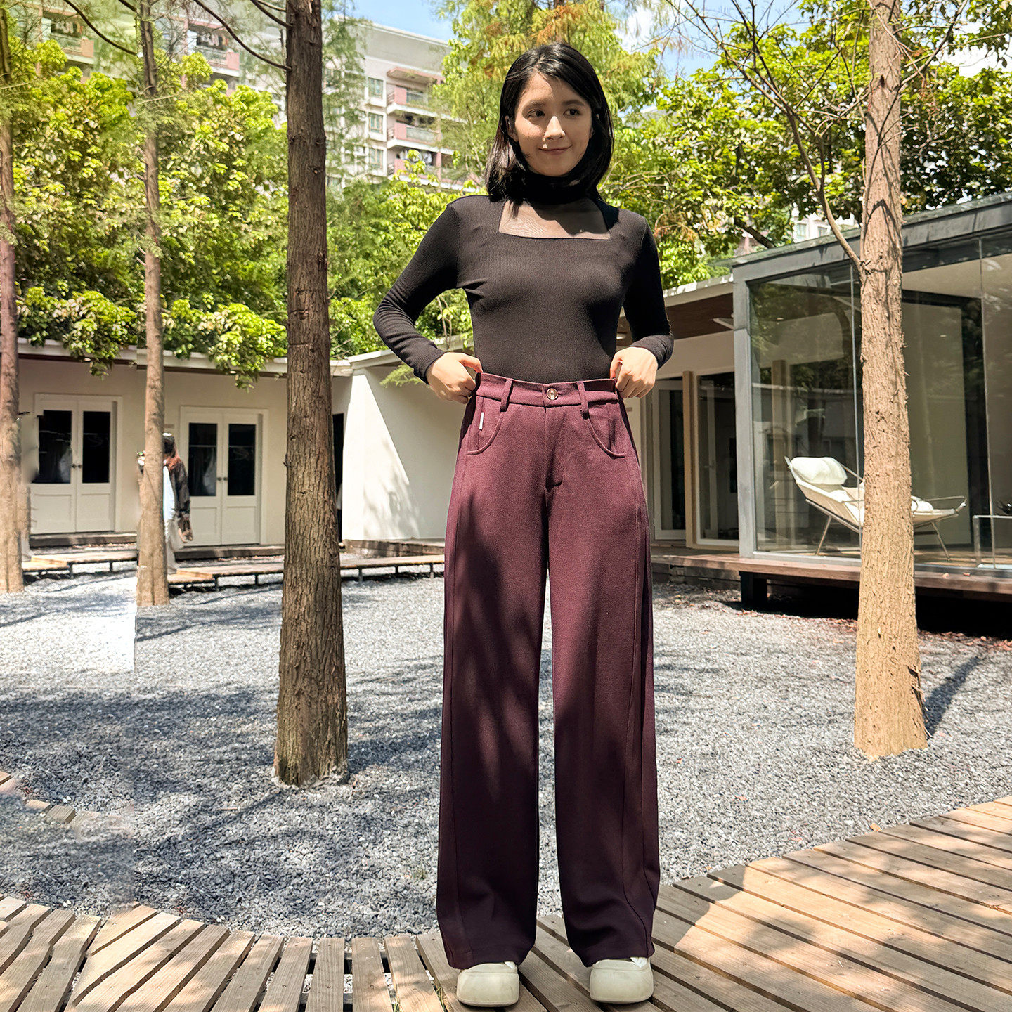 香依雅园 2025秋季新款胖MM大码宽松休闲显腿长百搭直筒裤女58070