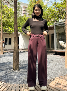 香依雅园 2025秋季新款胖MM大码宽松休闲显腿长百搭直筒裤女58070