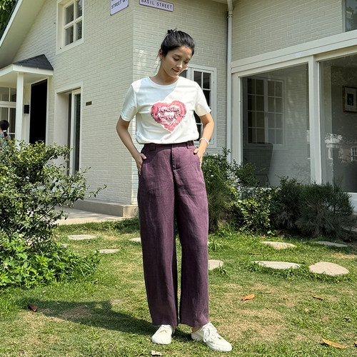 香依雅园 2025夏季新款200斤大码薄款亚麻宽松百搭直筒裤女56157
