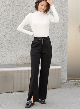 香依雅园 秋款休闲直筒宽松高腰大码胖MM显瘦垂感百搭阔腿裤28009