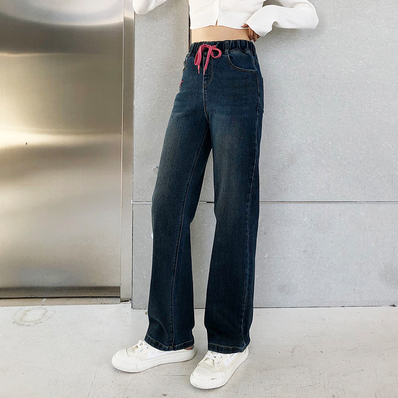 香依雅园 2023秋季新款200斤胖MM大码显瘦弹力牛仔直筒裤女38091