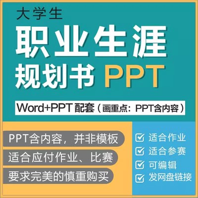 2024大学生职业生涯规划PPT成品模板word职业规划大赛PPT作业范文