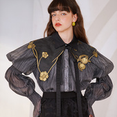 衬衫 咖沫原创设计感领子衬衣小众优雅黑经典 长袖 春夏新款 女 泡泡袖