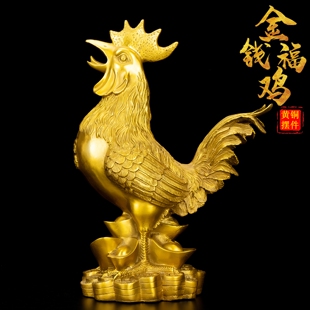 铜鸡摆件纯黄铜公鸡十二生肖大金鸡房屋正西补缺角家居装饰吉祥物