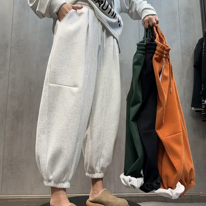 欧货2025新款小个子加绒灯笼裤女洋气百搭宽松九分抽绳束脚卫裤子,女装/女士精品,卫裤,淘宝优惠券,粉丝福利购,淘宝优惠卷