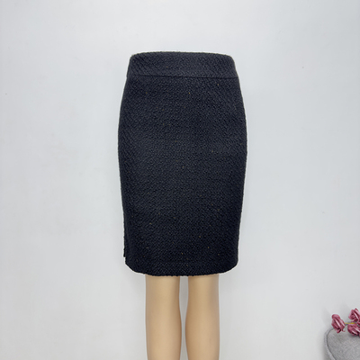 黑色高腰羊毛呢半身裙S码