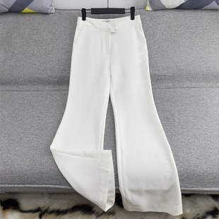 子喇叭休闲裤 白色雪纺微喇裤 职业裤 修身 微透气质垂感飘逸春夏秋款