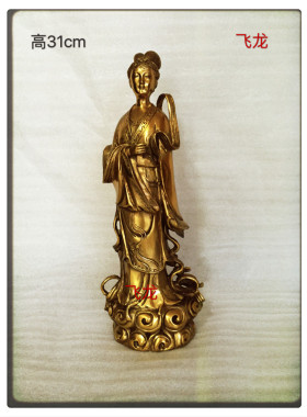 飞龙纯铜10寸嫦娥玉兔九天玄女铜像佛像工艺品家居摆件