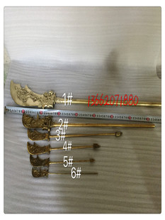 飞龙纯铜关公刀黄铜大刀铜刀武财神法器工艺品家居摆件
