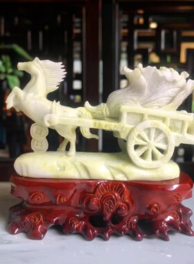 天然玉石马拉百财摆件家居客厅酒柜办公室工艺品百财聚来开业礼品