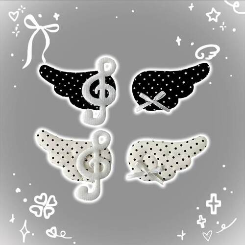 Coreland波点音符翅膀天使古早千禧梦核感少女发夹甜美亚文化发卡