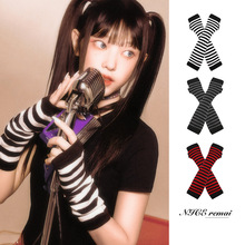 Coreland千禧辣妹露指条纹袖套jk朋克y2k亚比小众亚文化配饰防晒