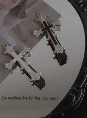 Coreland古典十字架发夹甜酷风边夹亚比刘海夹Y2K辣妹发卡万圣节