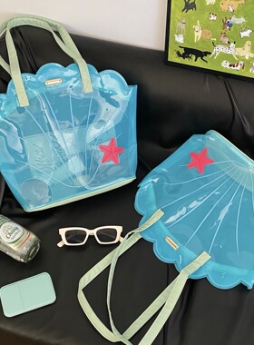 Coreland夏日透明贝壳包FrutigerAero沙滩包可爱防水单肩包手提包