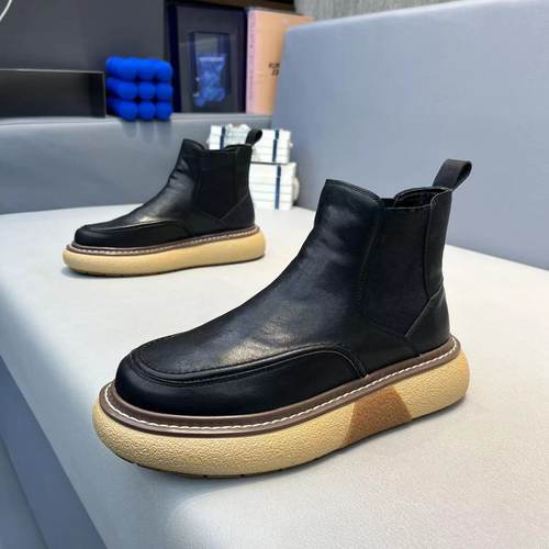 英伦马丁靴橡胶高帮皮面加绒男鞋