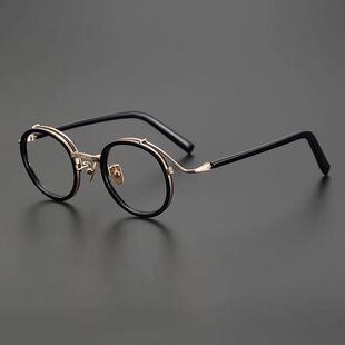 胡歌同款眼镜超轻复古民国风个性可配近视眼镜框小圆形玳瑁色男潮