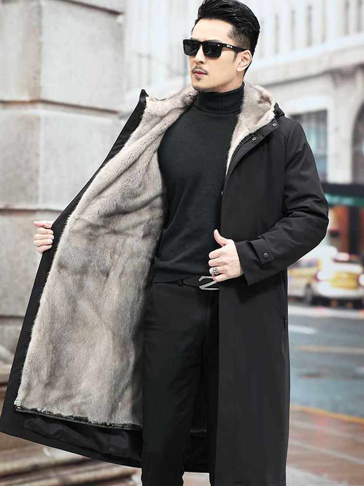 PARKER 남성용 밍크 모피 라이너 확장 분리형 HAINING 모피 올인원 겨울 두꺼운 환경 친화적 모피 재킷