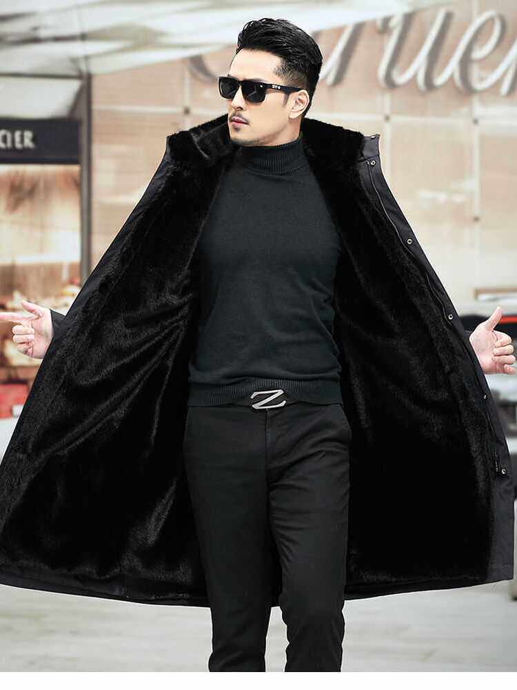 PARKER 남성용 밍크 모피 라이너 확장 분리형 HAINING 모피 올인원 겨울 두꺼운 환경 친화적 모피 재킷