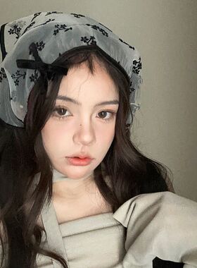 仙女气质风四季百搭三角巾头饰女