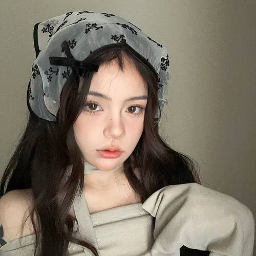 仙女气质风四季百搭三角巾头饰女