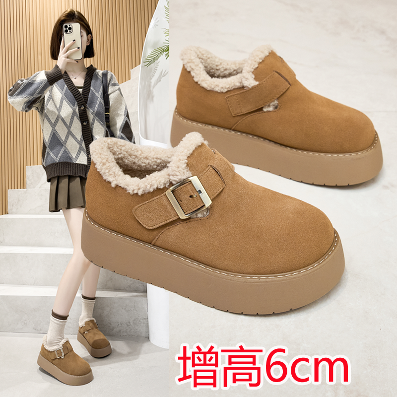 真皮毛毛鞋女豆豆鞋小个子保暖34