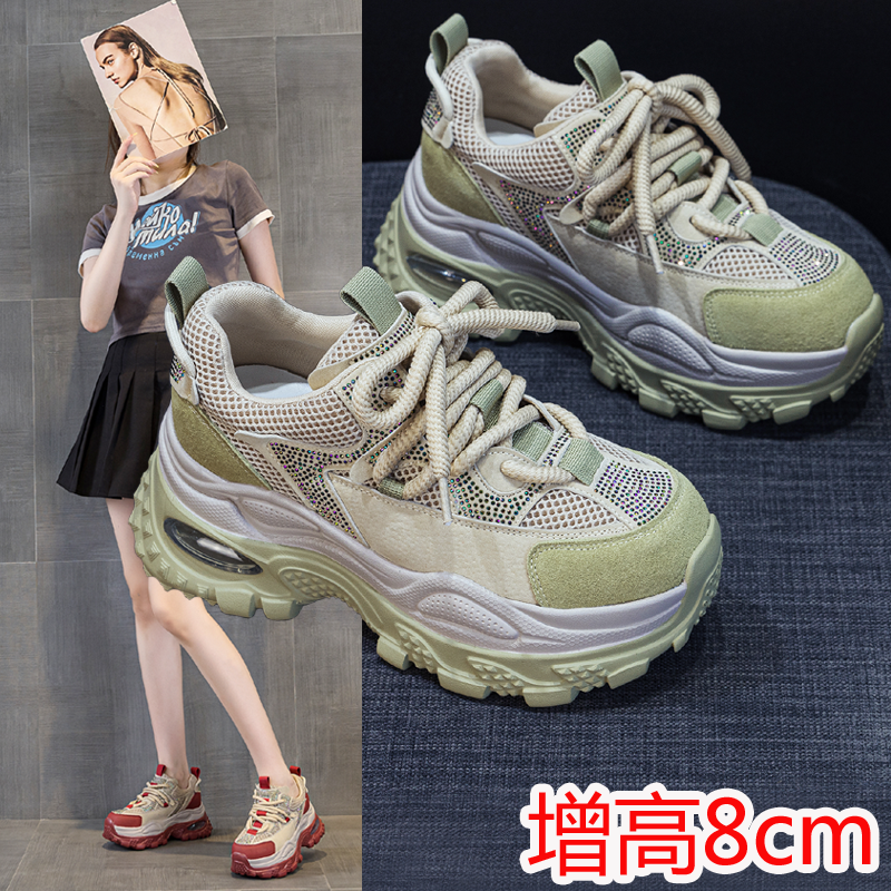 巨好看的老爹鞋红色复古运动鞋34