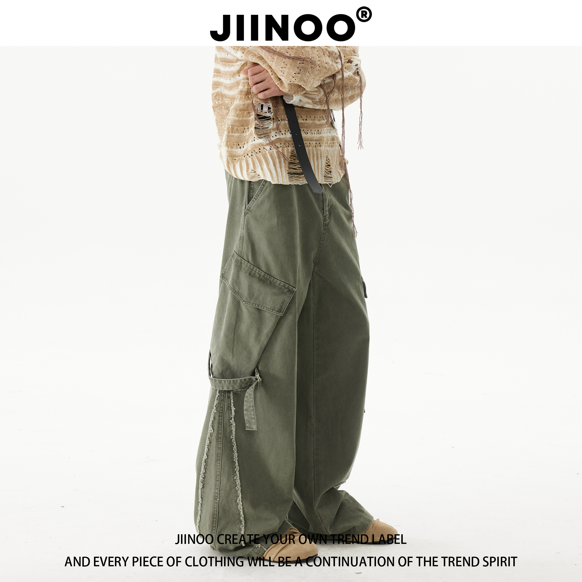 JIINOO重磅纯棉工装裤