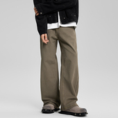 子 男直筒宽松棕色休闲长裤 JIINOO美式 复古高街美拉德百搭牛仔裤