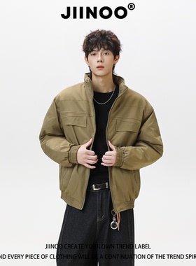 JIINOO秋冬季美式三防教练工装飞行夹克户外机能立领休闲棉服外套