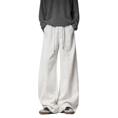 JIINOO慵懒垂感阔腿松紧腰卫裤