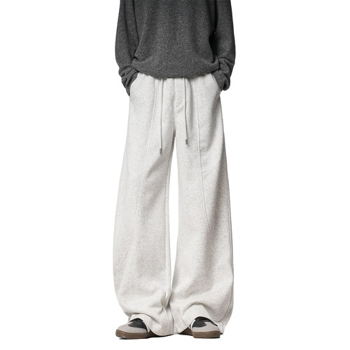 JIINOO慵懒垂感阔腿松紧腰卫裤