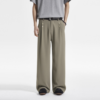 JIINOO垂感阔腿双排扣剑道西裤