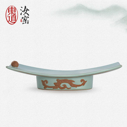 东道汝窑卧龙香道功夫茶具配件开片陶瓷创意摆件香插茶道茶具配件