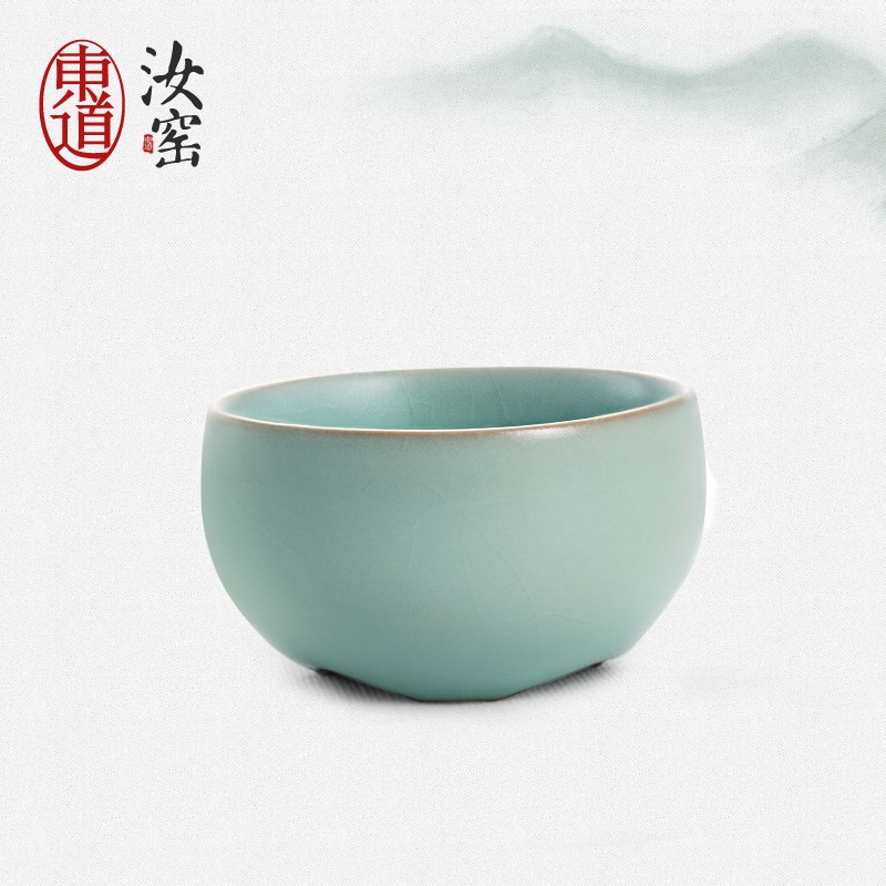 东道汝窑功夫茶杯开片单杯客人杯陶瓷杯小喜乐品茗杯包邮