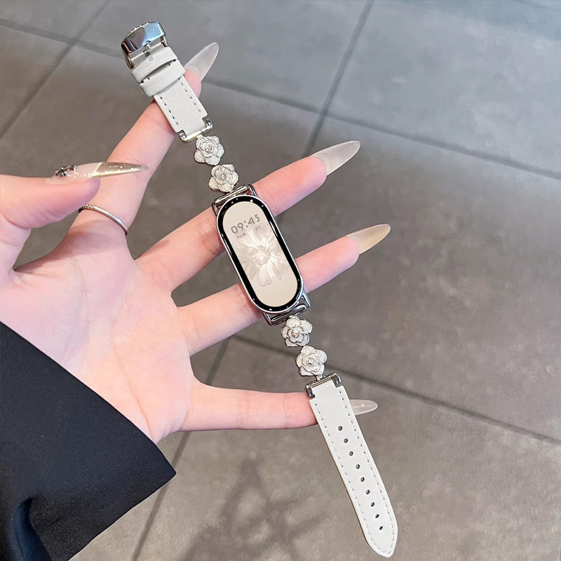 山茶花适用小米手环10表带女9NFC皮质8pro红米watch654手表S4华为