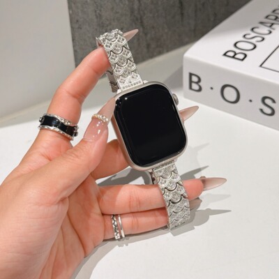 适用苹果s11表带鱼鳞闪钻iwatch9