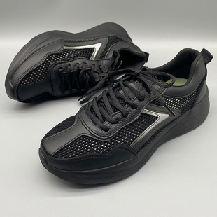 真牛皮透气大网面男鞋 镂空休闲运动软底健步轻便徒步鞋 老爹鞋 夏款