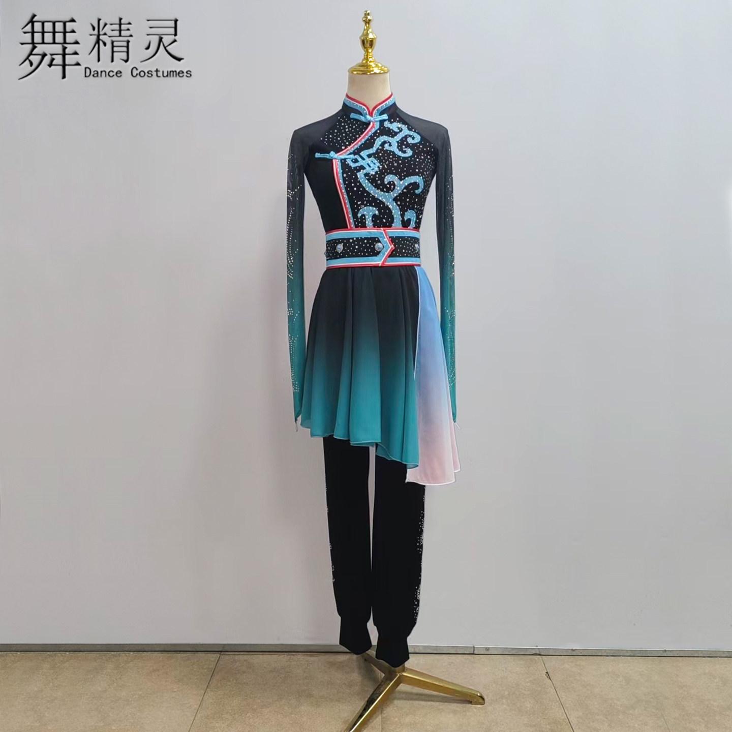 蒙古舞演出服飘逸斜摆短裙练功表演筷子舞剧目舞蹈服蒙族练习艺考