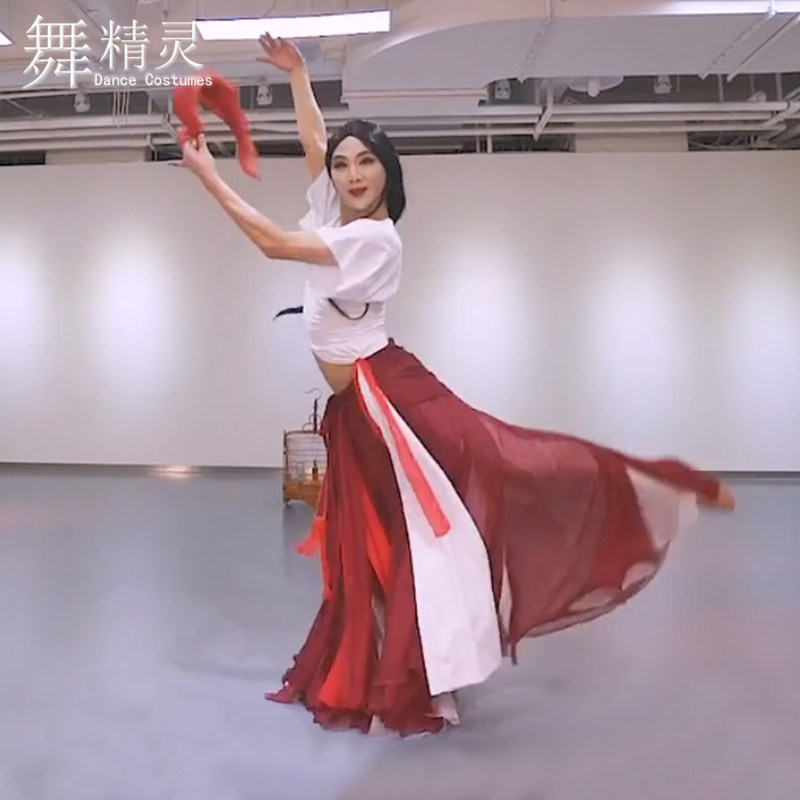 新款古典舞纱裙飘逸长裙演出服孙科同款舞蹈服醉儿大摆裙艺考服女
