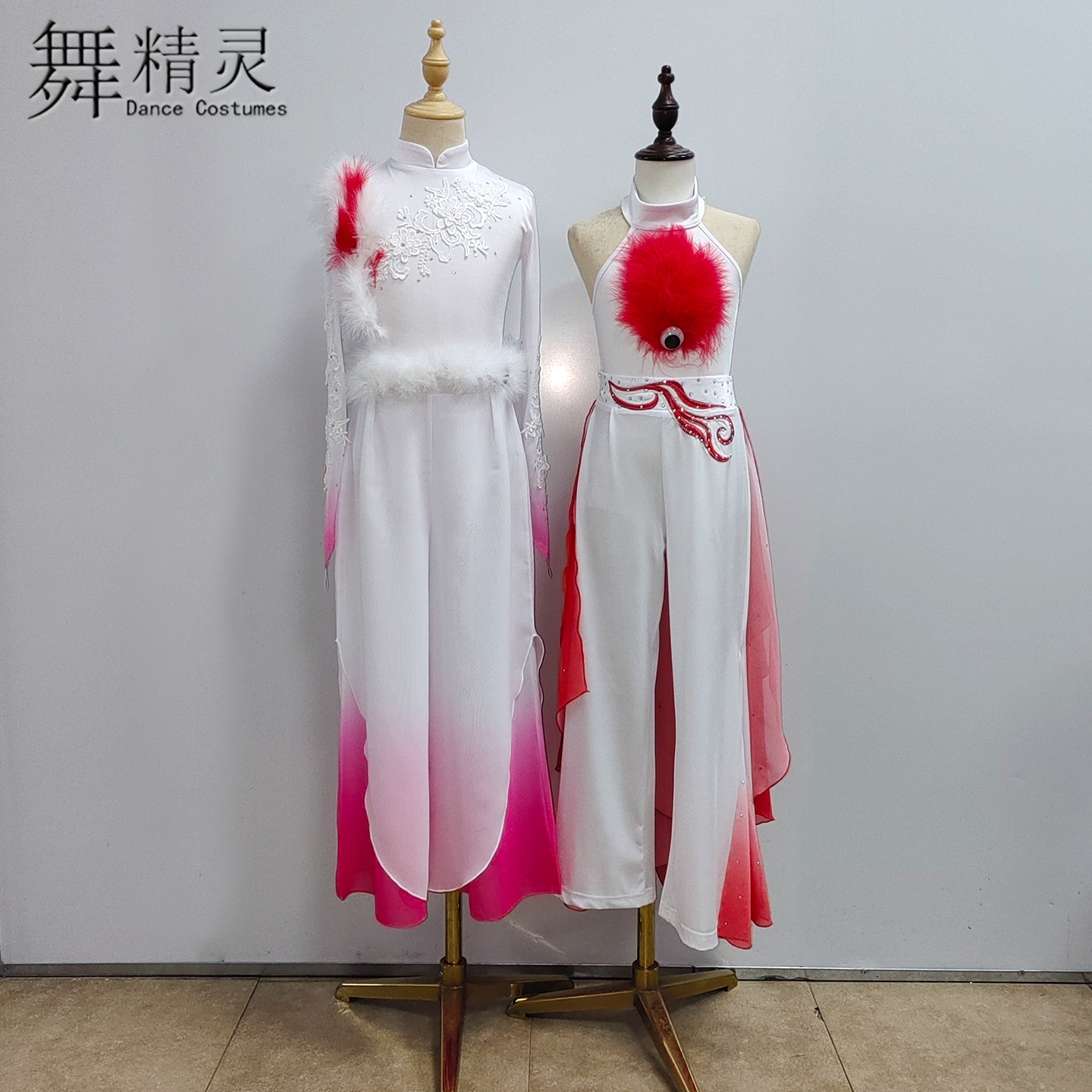少儿舞蹈演出服古典剧目山那边舞蹈服灵狐表演服扇子舞俏红狐艺考