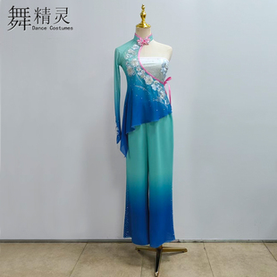 胶州秧歌舞蹈服古典桃李杯剧目咏荷演出服装飘逸扇子舞练习艺考服