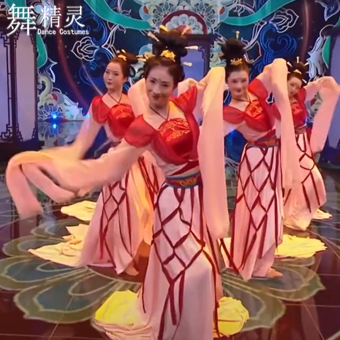 古典舞汉唐水袖群舞演出服孙科婵娟此豸同款舞蹈服飘逸练习拖尾裙