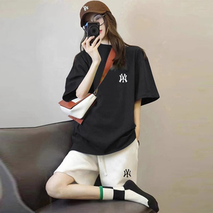 潮牌品牌休闲运动服套装女2024新款夏季宽松纯棉短袖短裤两件套